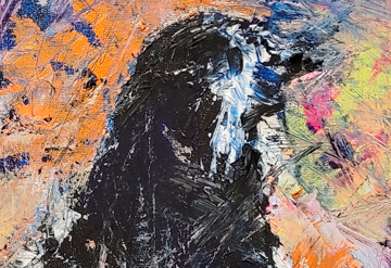 “Pingüino” (2024). Óleo y gesso sobre lienzo. 39,5x44,5cm. Juan Fabre.