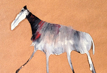 “Guanaco del cielo” (2022). Óleo s/ papel madera. 58x73cm. Juan Fabre.