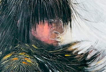 “Chamán” (2023). Óleo s/ papel acuarela. 78x106,5cm. Juan Fabre.